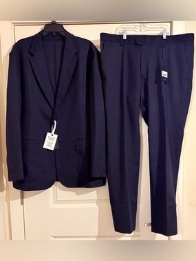 X Suit 5.0 Men's Navy Suit Blazer Size 52 L and Trousers 42 Reg New With Tags